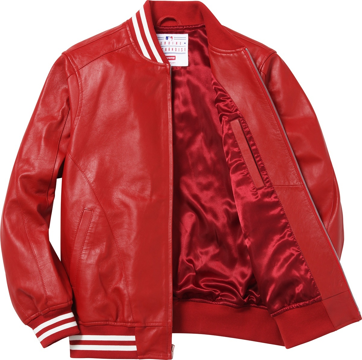 New York Yankees™/Supreme/'47 Brand® Leather Varsity Jacket view 3